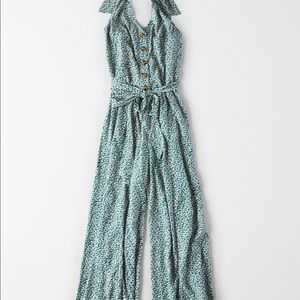 AE Ditsy Print Halter Jumpsuit NWT
